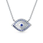 Spiritual Protection Amulet Evil Eye Pendant Station Necklace .925 Sterling Silver - Image 2