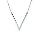 Minimalist Geometric Chevron V Pendant Necklace 14K Gold Plated Silver - Image 2
