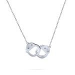 Romantic Delicate CZ Accent Handcuff Pendant Necklace in Sterling Silver