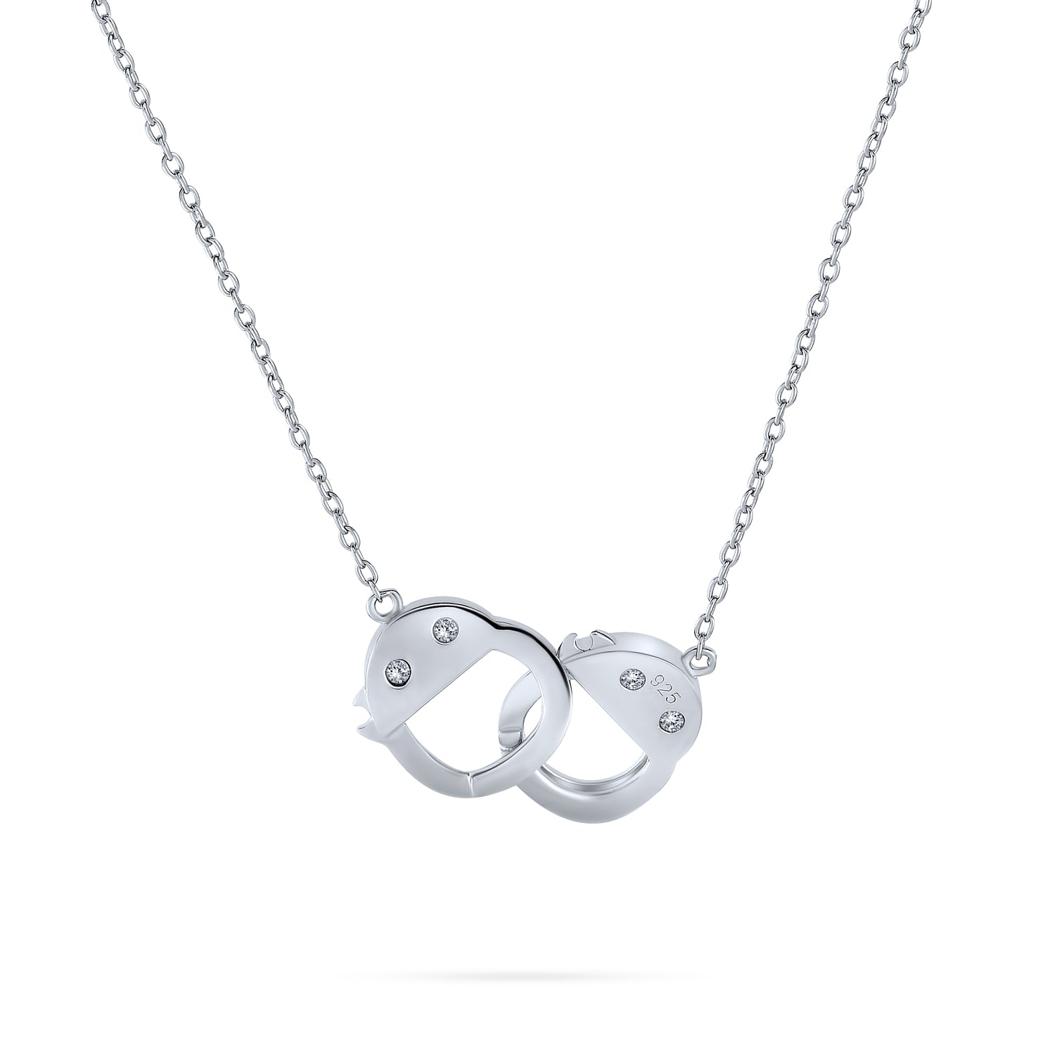 silver-necklace-handcuff-cz_pk-n1360-az Romantic Delicate CZ Accent Handcuff Pendant Necklace in Sterling Silver - Image 1