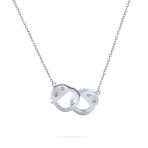 Delicate CZ Accent Handcuff Pendant Necklace & Bangle Bracelet Sterling Silver - Image 3