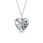BFF Animal Lover Paw Print Puff Heart Shape Pendant Necklace .925 Sterling Silver - Image 4