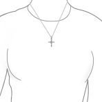 Bridal Necklace Vintage Marquise Cubic Zirconia Cross Pendant Sterling Silver - Image 3