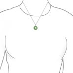 Asian Good Fortune Fu Symbol Green Jade Disc Pendant Necklace Gold Plated .925 Sterling Silver - Image 5