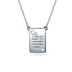 BFF Mother Daughter Heart Pendant Necklace Silver with Quote