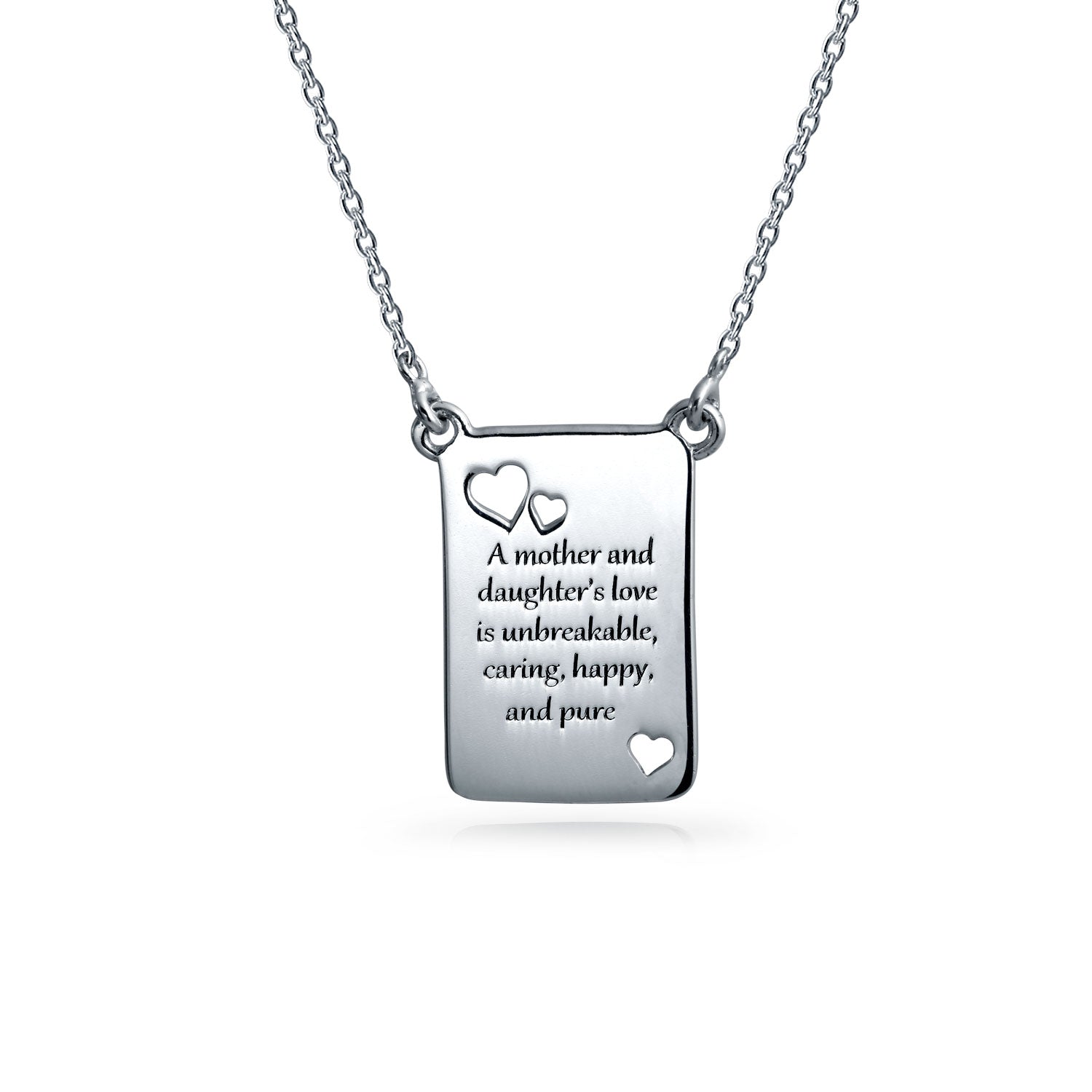 silver-necklace-mother-daughter-heart_ayl-160695 BFF Mother Daughter Heart Pendant Necklace Silver with Quote - Image 1
