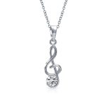 Music Teacher Student Treble Clef Pendant Necklace in Sterling Silver