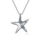Nautical Starfish Pendant Necklace with Blue Opal Inlay in Sterling Silver - Image 2