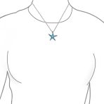 Nautical Starfish Pendant Necklace with Blue Opal Inlay in Sterling Silver - Image 3