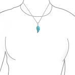 Blue Fire Opal Leaf Pendant Necklace in Sterling Silver - Image 5