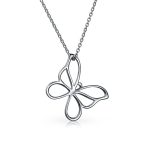 Butterfly Pendant Necklace Dainty Open Cut Out Garden Design Dangling Chain .925 Sterling Silver Gift