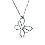 Butterfly Pendant Necklace Dainty Open Cut Out Garden Design Dangling Chain .925 Sterling Silver Gift