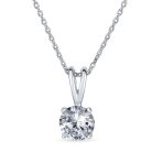 Bridal 1.5CTW CZ Solitaire Round Pendant Necklace Silver