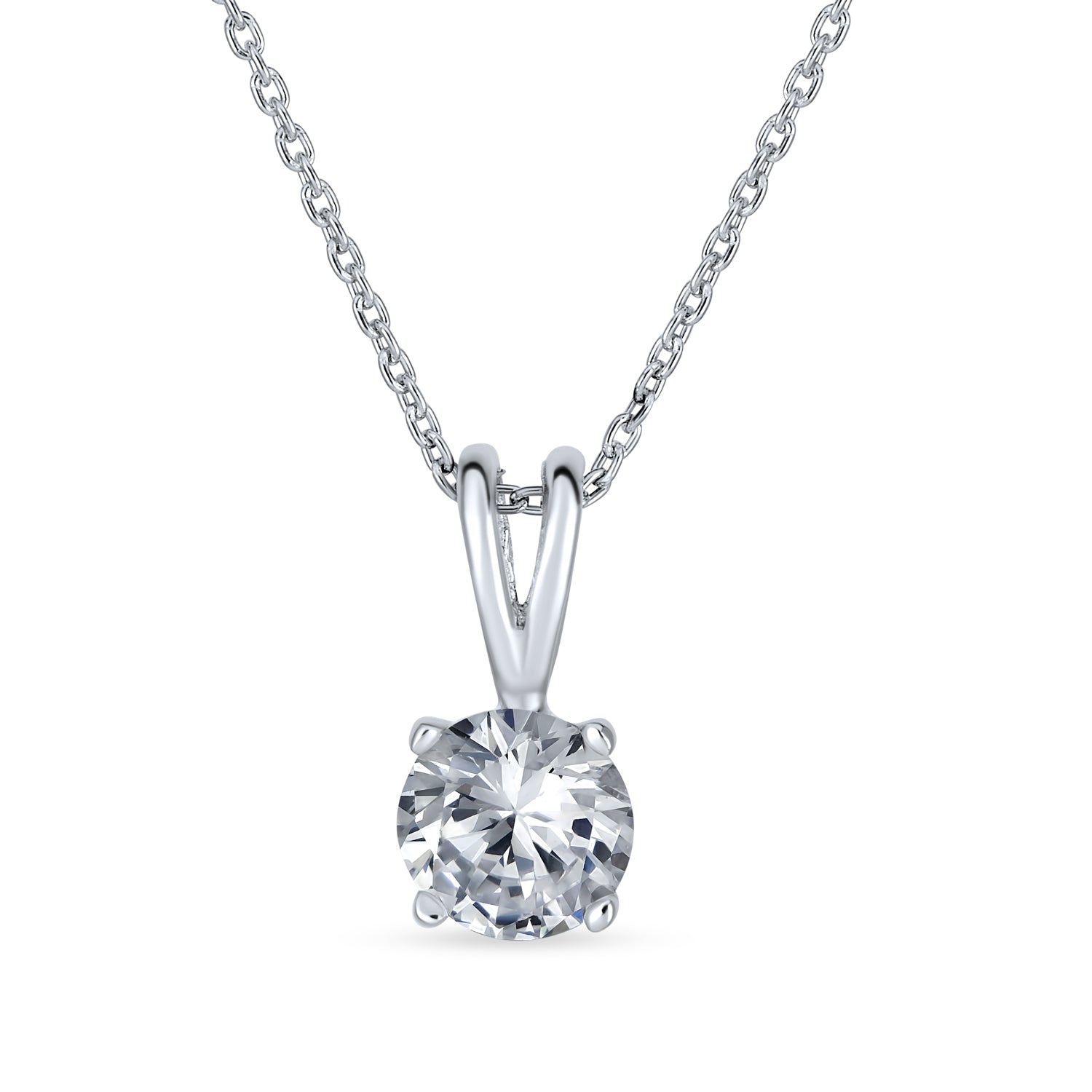 silver-necklace-round-solitaire-pendant-appl-10320_1 Bridal 1.5CTW CZ Solitaire Round Pendant Necklace Silver - Image 1