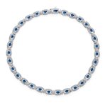 Art Deco Style Royal Blue Sapphire CZ Cubic Zirconia Cocktail Statement Collar Necklace