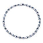 Art Deco Style Royal Blue Sapphire CZ Cubic Zirconia Cocktail Statement Collar Necklace