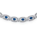 Art Deco Style Royal Blue Sapphire CZ Cubic Zirconia Cocktail Statement Collar Necklace - Image 2