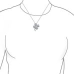 Irish Shamrock Four Leaf Clover Pendant Necklace Sterling Silver with CZ Charm - Image 3