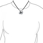 Large Statement Flower Rose Pendant Necklace Black Silk Cord Hollow Oxidized Sterling Silver - Image 2