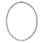 Cocktail Bridal CZ Princess Cut Channel Set Statement Tennis Necklace Collar Silver Plated - Image 6