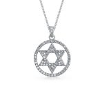Star of David Pendant Necklace Cubic Zirconia CZ .925 Sterling Silver Bat Mitzvah Gift