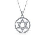 Star of David Pendant Necklace Cubic Zirconia CZ .925 Sterling Silver Bat Mitzvah Gift