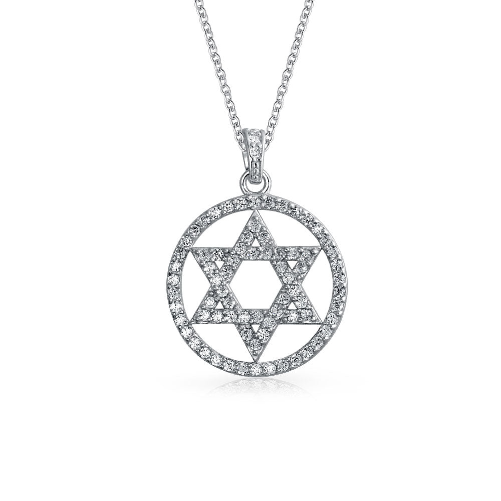 silver-necklace-starofdavid-cz_pk-h2h3hh-18 Star of David Pendant Necklace Cubic Zirconia CZ .925 Sterling Silver Bat Mitzvah Gift - Image 1