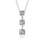 Romantic Past Present Future Pendant Necklace 2.5CT Solitaire Cubic Zirconia CZ .925 Sterling Silver