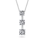 Romantic Past Present Future Pendant Necklace 2.5CT Solitaire Cubic Zirconia CZ .925 Sterling Silver