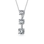 Romantic Past Present Future Pendant Necklace 2.5CT Solitaire Cubic Zirconia CZ .925 Sterling Silver - Image 3