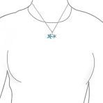 Nautical Blue Opal Sea Turtle Starfish Pendant Necklace in Sterling Silver - Image 3