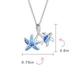 Nautical Blue Opal Sea Turtle Starfish Pendant Necklace in Sterling Silver - Image 4