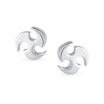 Set of 2 Tribal Star Swirl Stud Earrings Black Plated Steel 7.5MM - Image 2
