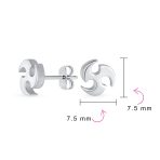 Set of 2 Tribal Star Swirl Stud Earrings Black Plated Steel 7.5MM - Image 4