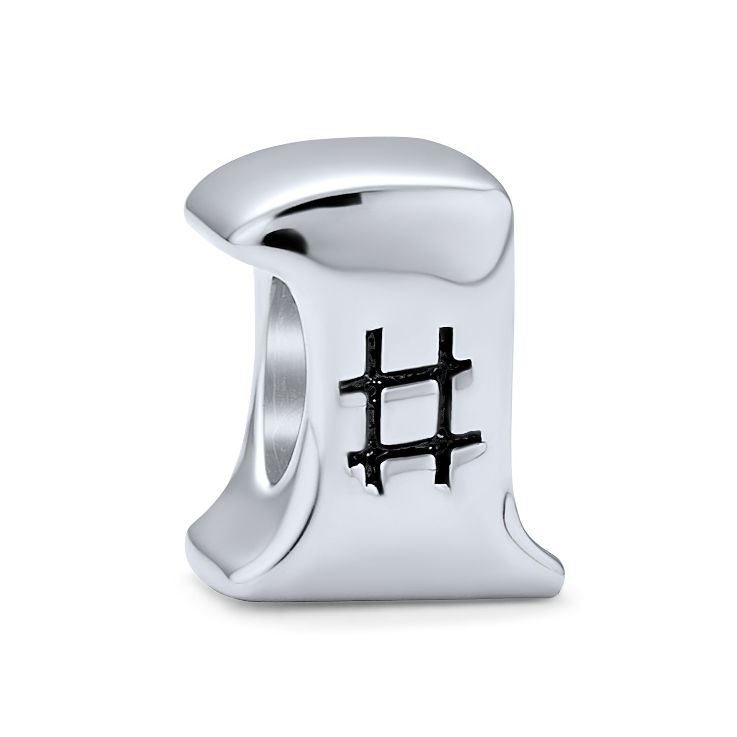 silver-number-one-bead-charm-pbx-df-sb-1130_1 Winner First Place #1 Charm Bead Sterling Silver for European Bracelet - Image 1