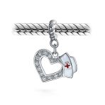 Heart Shape RN Cap Nurse Dangle Bead Charm For Charm Bracelet .925 Sterling Silver - Image 5