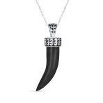 Tooth Amulet Onyx Howlite Turquoise Cornicello Italian Horn Pendant Necklace - Image 2