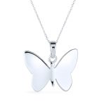 Iridescent Rainbow Abalone Shell Butterfly Pendant Necklace in Sterling Silver - Image 2