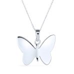 Iridescent Rainbow Abalone Shell Butterfly Pendant Necklace in Sterling Silver - Image 2