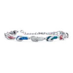 Tropical Vacation Beach Multi Color Flip Flop Sandal Created Opal Bracelet .925 Sterling Silver - Image 2