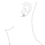 Vintage Estate Style Oval Opal Halo CZ Stud Earrings Sterling Silver 12MM - Image 3