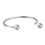 Bangle Cuff For European Charm & Beads Bracelet .925 Sterling Silver Ball-Screw Tips