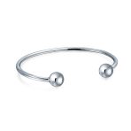 Bangle Cuff For European Charm & Beads Bracelet .925 Sterling Silver Ball-Screw Tips - Image 2