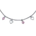 Multi Heart Crystal Pink Anklet Ankle Bracelet Sterling Silver 9-10" - Image 2