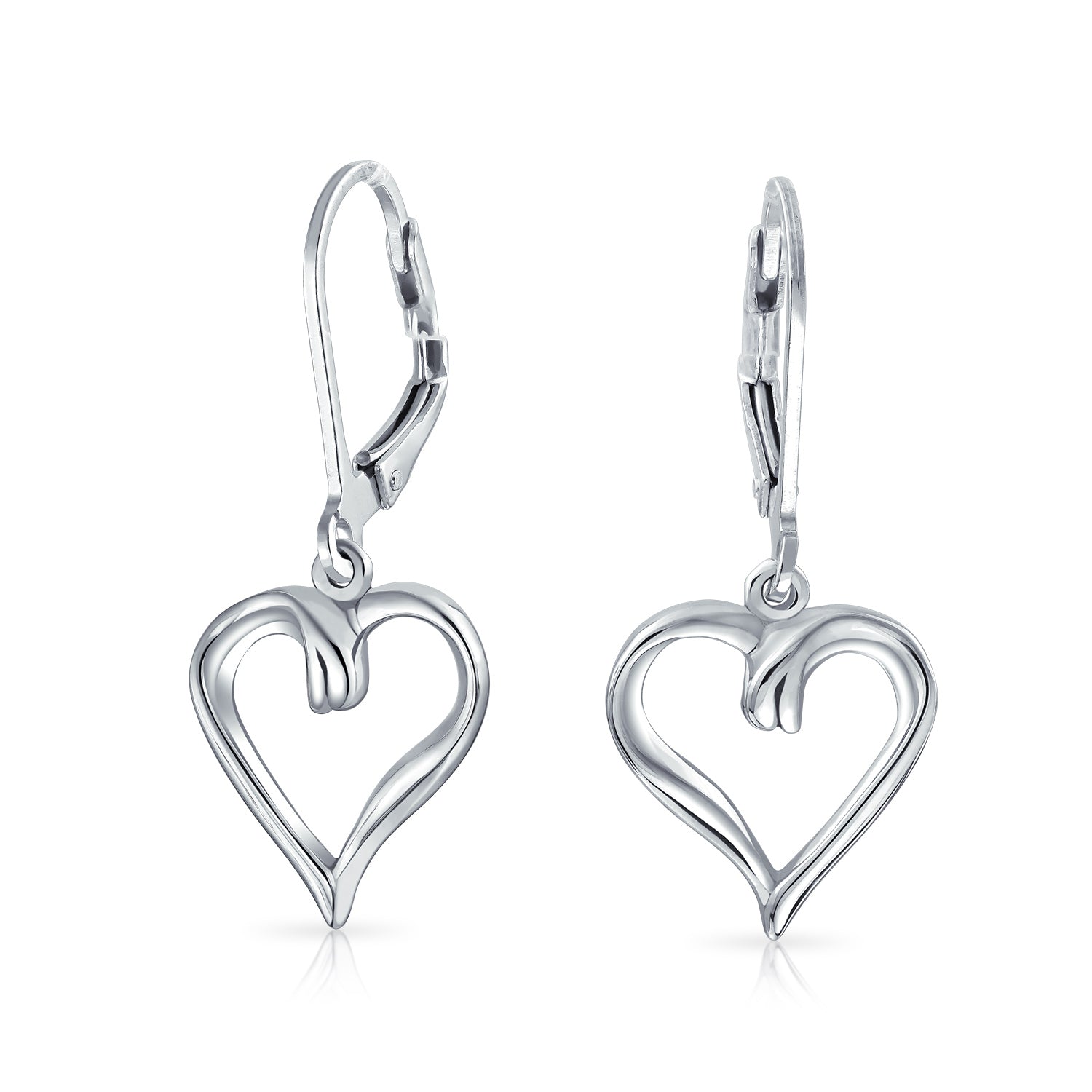 silver-open-heart-dangle-earrings_pmr-e10893-az_1 Delicate Open Heart Shaped Dangle Earrings Rose Gold Plated Sterling Silver - Image 1