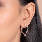 Large Heart Shaped Hoop Huggie Earrings Sterling Silver 1.25 Inch - Image 3