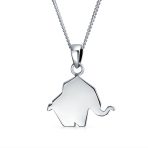 Sterling Silver 3D Geometric Elephant Pendant Necklace Origami Jewelry - Image 2