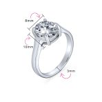 Oval Solitaire Statement Engagement Ring 3CT CZ Cubic Zirconia .925 Sterling Silver - Image 3