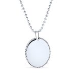 Medical ID Dog Tag Pendant Necklace Oval Rope Edge Stainless - Image 9