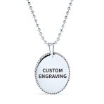Medical ID Dog Tag Pendant Necklace Oval Rope Edge Stainless - Image 5